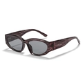 Narrow square sunglasses with vintage purple wood grain texture and dark grey lenses - Wood Grain