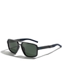 Occhiali da sole aviator TR90 polarizzati Y2K con montatura nera opaca e lenti verdi - Grigio Verde