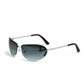 Y2K futuristic semi-rimless cat eye sunglasses with silver metal frame and grey gradient lens - Double Grey Lenses