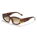Chic narrow frame square sunglasses with leopard tortoiseshell finish and brown lenses - Tortoise Tea Lens