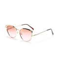 Gafas de sol retro cat-eye de metal para mujer con perlas y lentes de color rosa - Rosa Té