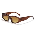 Lunettes de soleil carrées étroites avec monture ambre grain de bois et verres thé - Marron