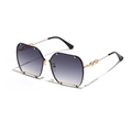 Occhiali da sole punk oversize con aste a catena e lenti sfumate viola e rivetti - Grigio Gradiente