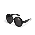 Classic large round oversized retro sunglasses with shiny black frames and dark lenses - Bright Black / Gray