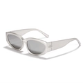 Lunettes de soleil carrées à monture étroite, grain de bois et finition blanc glacier - Argent Mercure