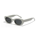 Gafas de sol ovaladas retro con montura gris claro y cristales grises oscuros - Gris Distressed