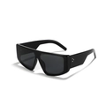 Occhiali da sole squadrati oversize flat top con montatura nera e rivetti argento - Nero Lucido / Grigio