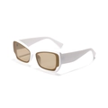 Gafas de sol cuadradas Y2K con montura blanca gruesa y cristales marrones - Beige Marrón