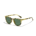 Retro aviator sunglasses with yellow-green tortoiseshell frames and dark green lenses - Tortoise