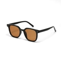 Classic black square frame sunglasses with tinted brown lenses and silver rivets - Black Frame Tea Lens