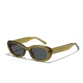 Gafas de sol ovaladas retro con montura verde oliva translúcida y lentes grises - verde oliva