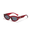 Occhiali da sole retrò cat-eye con montatura rossa trasparente e lenti grigie - Borgogna