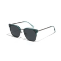 Modische Cat-Eye-Sonnenbrille mit grünem Rahmen, Metallnieten und dunkelgrauen Gläsern - Dunkelnachtblau