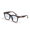 Classic square frame sunglasses in tortoiseshell with light blue gradient lenses - Frosted Brown