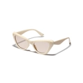 Retro Cat-Eye-Sonnenbrille mit cremeweißem Rahmen und hellbraunen Gläsern - Beige
