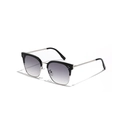 Occhiali da sole cat-eye semicerchiati con montatura nera e dettagli in metallo argento - Montatura Nera Lenti Grigio Chiaro