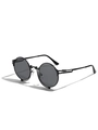 Gafas de sol steampunk redondas con montura metálica doble y detalles de resorte en negro - Negro