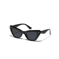 Retro Katzenaugen-Sonnenbrille in Schwarz mit grauen Gläsern und goldenen Metallelementen - Glänzendes Schwarz / Grau