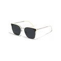 Occhiali da sole cat eye montatura bianco crema lenti nere e cerniere in metallo rivettate - Beige