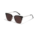 Occhiali da sole cat-eye con montatura in metallo nero e argento e rivetti - Marrone