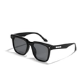 Black square frame sunglasses with star rivets and geometric patterns on the side - Bright Black / Gray