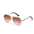Classic pilot sunglasses with gold double-bridge metal frame and brown gradient lenses - Brown