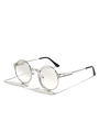 Gafas de sol Steampunk redondas de metal plateado con lentes claras para mujeres hombres - Plata Mercurio
