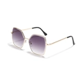 Occhiali da sole vintage cat eye con montatura in metallo dorato e lenti viola sfumate - Grigio Gradiente