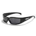 Occhiali da sole sportivi futuristici Y2K argento con lenti scure e dettagli in metallo - Nero Lucido / Grigio