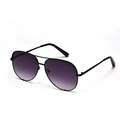Classic aviator sunglasses with black metal frame and purple gradient lenses - Black Frame Double Gray Lens