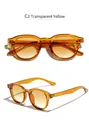 Vue détaillée des lunettes de soleil rondes jaune transparent avec marquage CE sur la branche - Jaune Transparent
