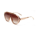 Trendy amber tortoise shell aviator sunglasses with brown gradient lenses and gold metal arms - Brown