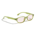 Occhiali da sole ovali verde avocado con lenti rosa e rivetti argentati dal look trendy - verde retrò