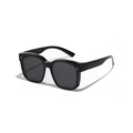 Occhiali da sole da uomo quadrati oversize TR polarizzati con montatura nera - Nero Lucido