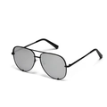 Classic pilot sunglasses with black metal frame and silver reflective mirrored lenses - Black Frame Silver Mirror