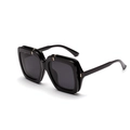 Classic black double-layer oversized square sunglasses with gold accents and dark lenses - Black
