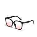 Classic oversized black frame sunglasses with pink gradient lenses shown at 45 degrees - Black Frame Blush Lens
