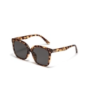 Classic oversized square tortoiseshell sunglasses with dark gray lenses for women - Tortoiseshell Grey Lens