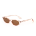 Retro small square sunglasses with transparent pink frame and dark brown lenses - Transparent Tea