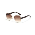 Randlose geometrische Sonnenbrille mit braunen Verlaufsgläsern und Goldakzenten - Verlaufstee