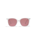 Chic oversized square sunglasses with white frames and gradient pink lenses for women - White Frame Pink Lens