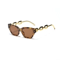 Retro cat-eye tortoise sunglasses for women featuring chunky gold chain metal temples - Tortoise Tea Lens
