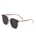 Eleganti occhiali da sole oversize beige con rivetti e lenti grigio scuro anti-UV - Montatura Beige Lente Grigia