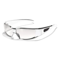 Futuristische silberne Y2K Sonnenbrille mit Metallrahmen und klaren Brillengläsern - Silber