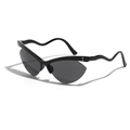 Occhiali da sole a farfalla senza montatura con stanghette ondulate e lenti nere trendy - Nero Lucido / Grigio