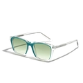Occhiali da sole quadrati TR90 con montatura trasparente blu e lenti verdi sfumate - Verde