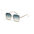 Square gold metal sunglasses with blue-yellow gradient lenses for a vintage style - Green Floral Frame Grey Tea Lens
