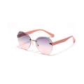 Rimless polygon sunglasses with pink gradient lenses and gold metal bridge detail - Grey Pink