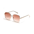 Retro square gold metal sunglasses with brown gradient lenses and modern minimalist frame - Gradient Tea