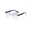 Rimless polygon sunglasses with gradient blue to yellow lenses and black wide temples - Blue and Yellow